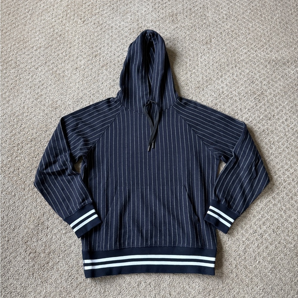 Todd Snyder Navy W/ Pinstripe Tweed Hoodie Size Small Like New Condition